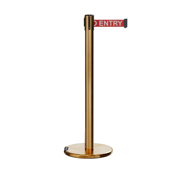 Montour Line Retractable Belt Rolling Stanchion, 2.5ft Sat.Brass Post  11ft. NoEn ME630-SB-NOENRW-110